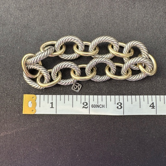David Yurman Silver and Gold Twisted Link Bracelet - Picture 2 of 7